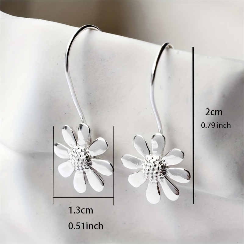 Minimalist Sunflower Dangle Flower Hook Earrings for Women